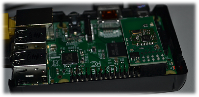 Raspberry Pi with RazBerry Zwave daughter card installed Raspberry Pi with RazBerry Zwave daughter card installed